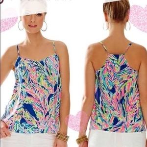 NWT Lilly Pulitzer Dusk Tank in Indigo Palm Reader